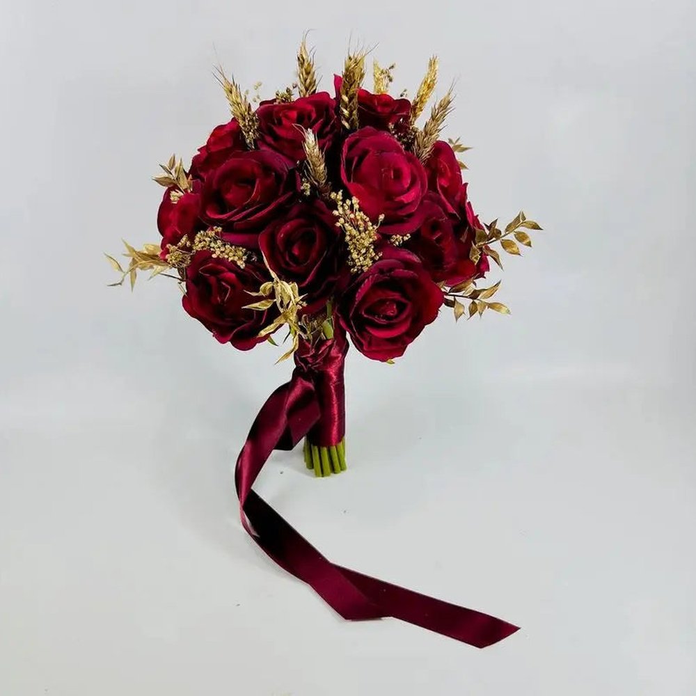 Stunning Dark Red And Gold Bouquet Claire De Fleurs