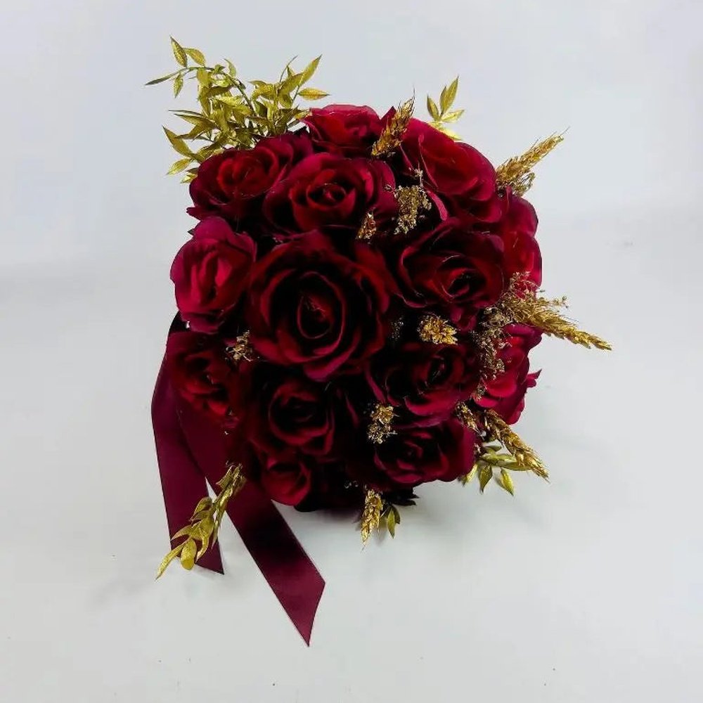 Stunning Dark Red And Gold Bouquet Claire De Fleurs