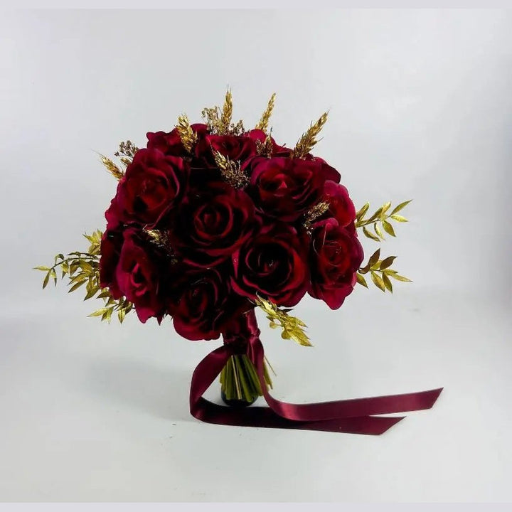 Stunning Dark Red And Gold Bouquet Claire De Fleurs