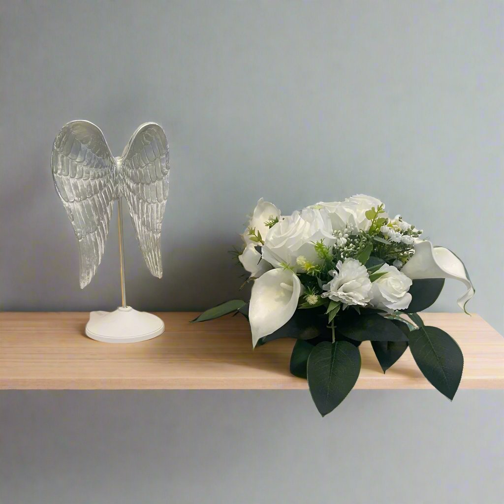 Stunning White Silk Funeral Tribute - Artificial Flowers | Claire De Fleurs