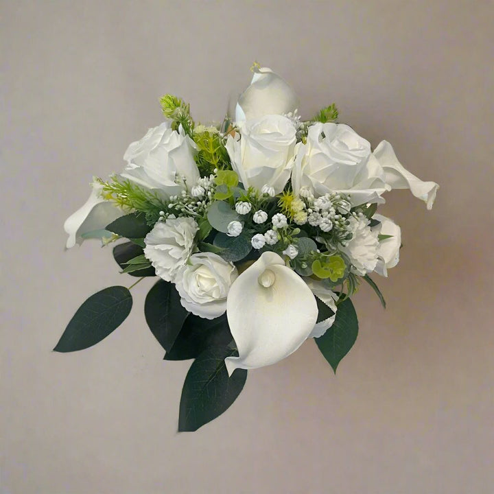 Stunning White Silk Funeral Tribute - Artificial Flowers | Claire De Fleurs