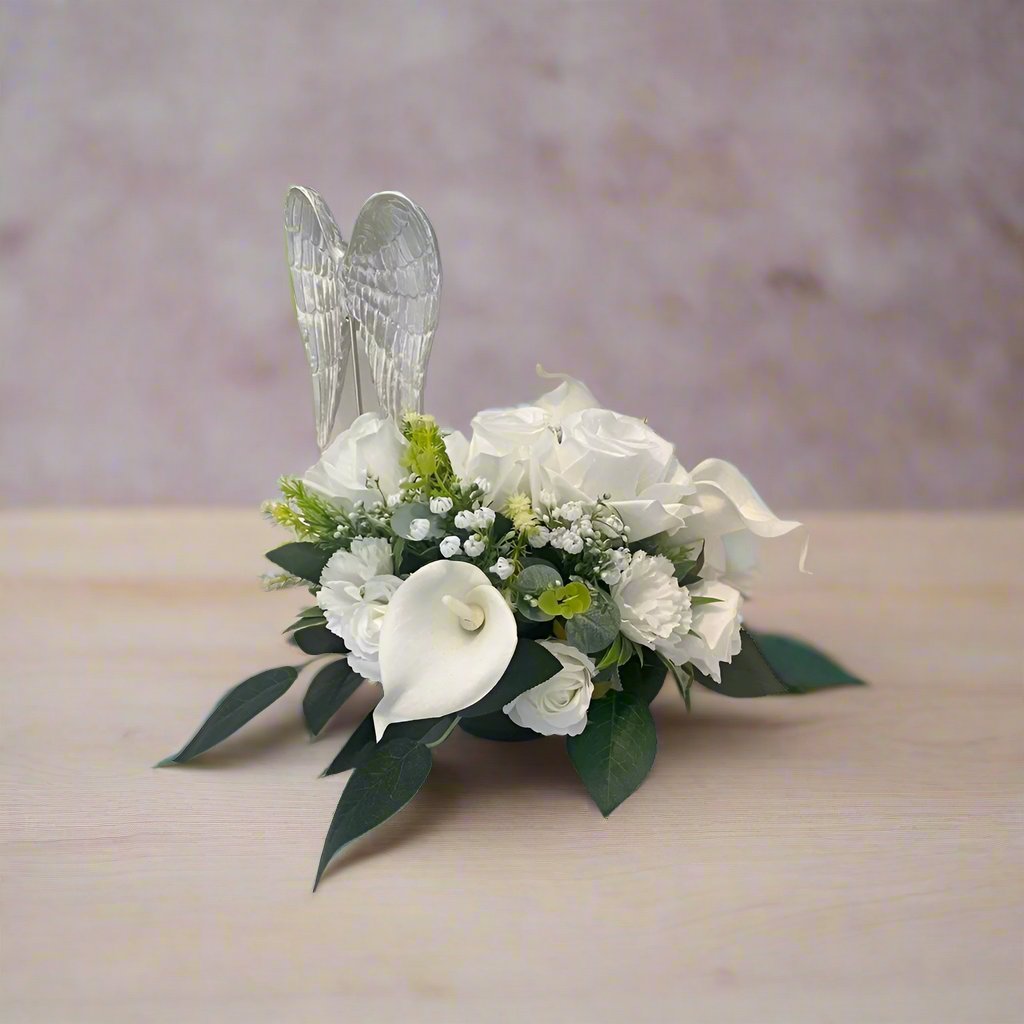 Stunning White Silk Funeral Tribute - Artificial Flowers | Claire De Fleurs