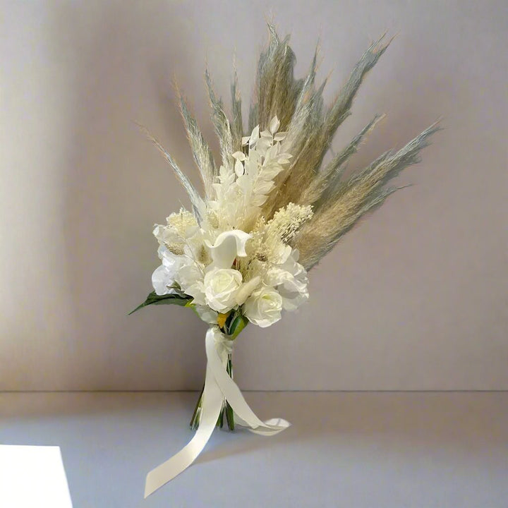 White Boho Wedding Bouquet Claire De Fleurs