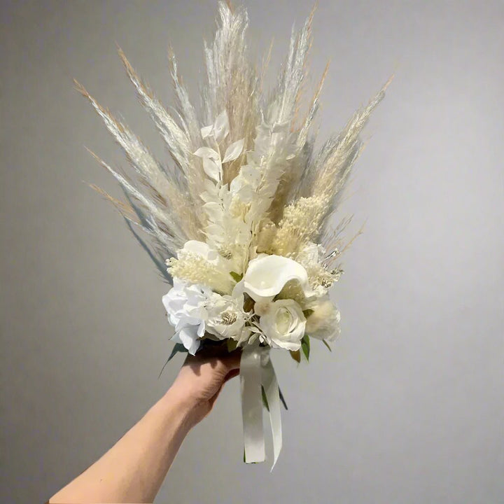 White Boho Wedding Bouquet Claire De Fleurs