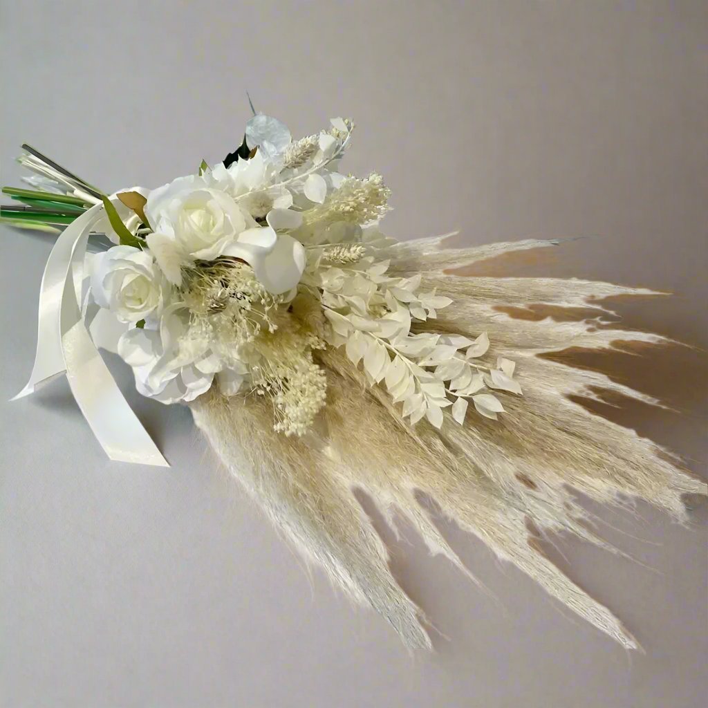 White Boho Wedding Bouquet Claire De Fleurs