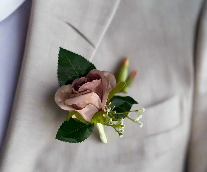 White Ivory and Pink Artificial Bridal Bouquet Claire De Fleurs