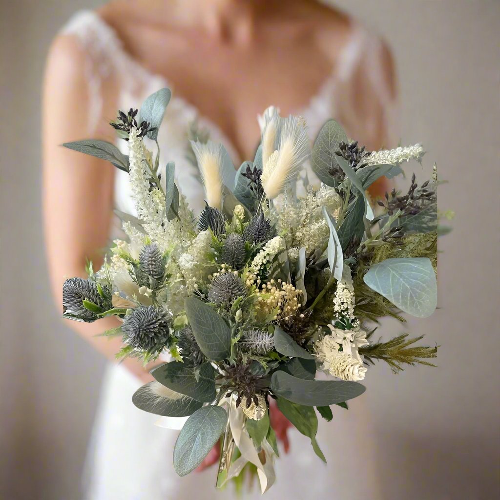 White Lavender Astible And Eucalyptus Bouquet - Artificial Flowers | Claire De Fleurs