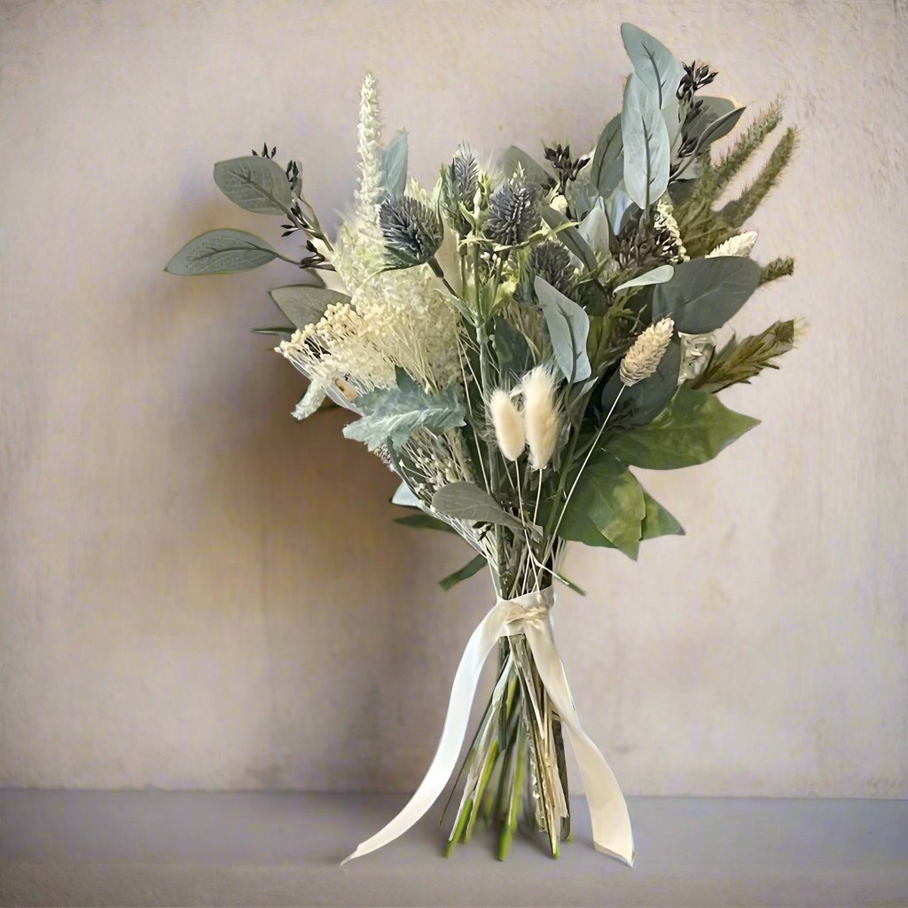 White Lavender Astible And Eucalyptus Bouquet - Artificial Flowers | Claire De Fleurs