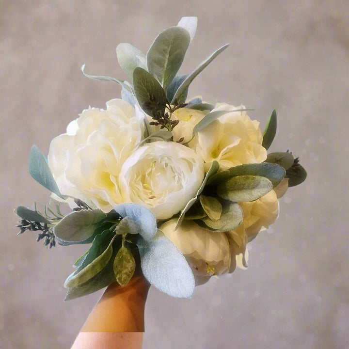 White Peonies And Hydrangea Arrangement - Artificial Flowers | Claire De Fleurs