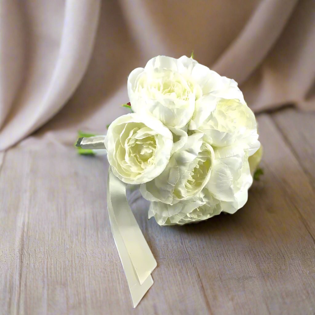 White Silk Peonies Bouquet Claire De Fleurs