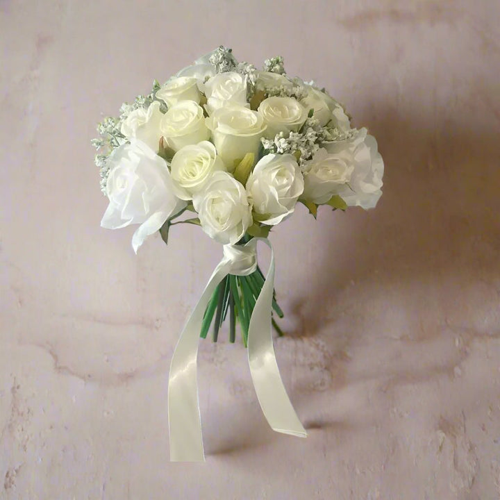 White and Ivory Rose Bridal Bouquet Claire De Fleurs