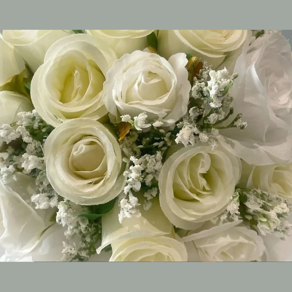 White and Ivory Rose Bridal Bouquet Claire De Fleurs